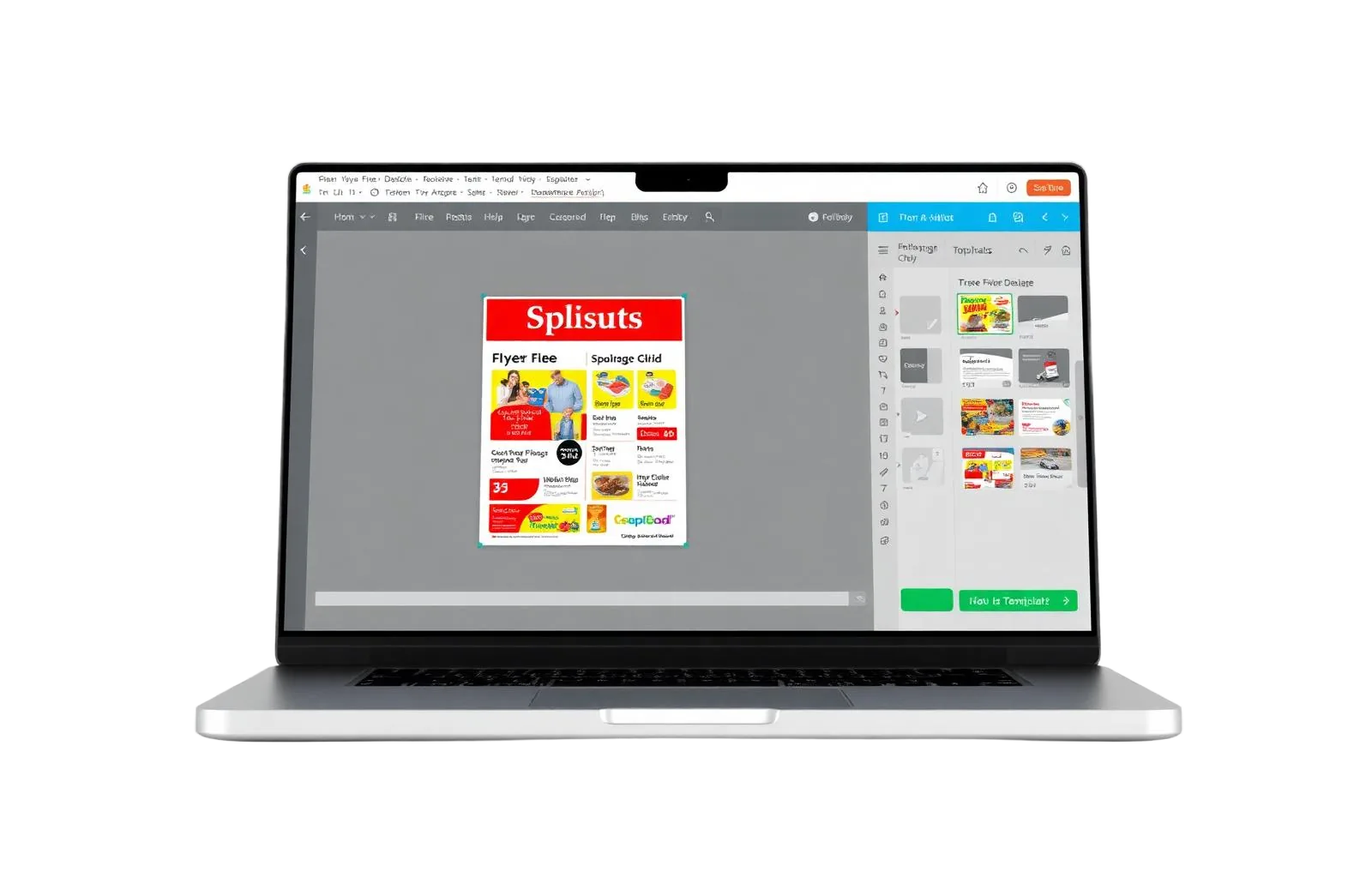 Utente crea un volantino con Flyerly al laptop