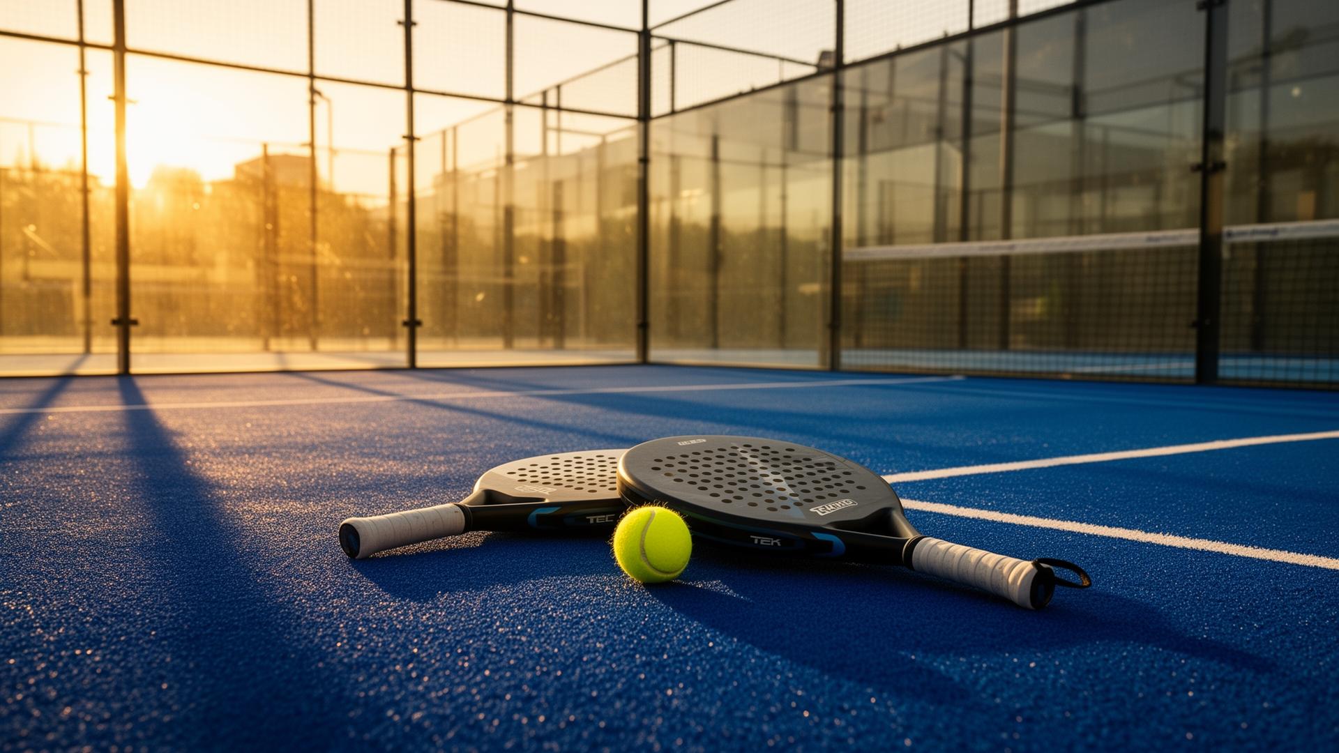 Vista aerea di un circolo padel al tramonto